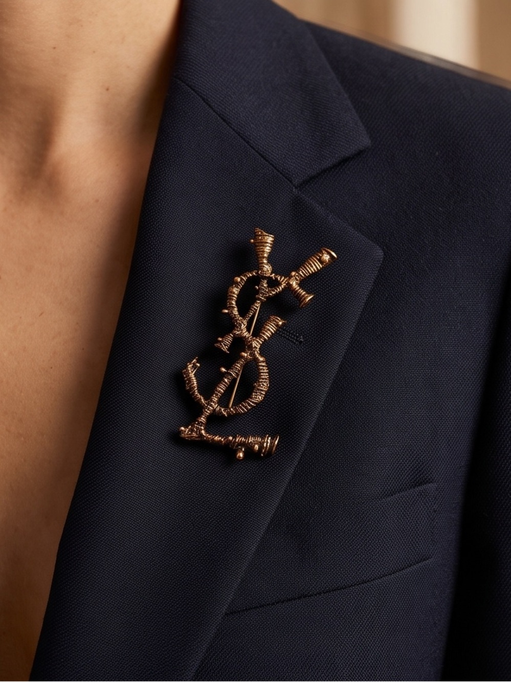 Fashion Unbranded dark Gold-Tone Logo Brooch